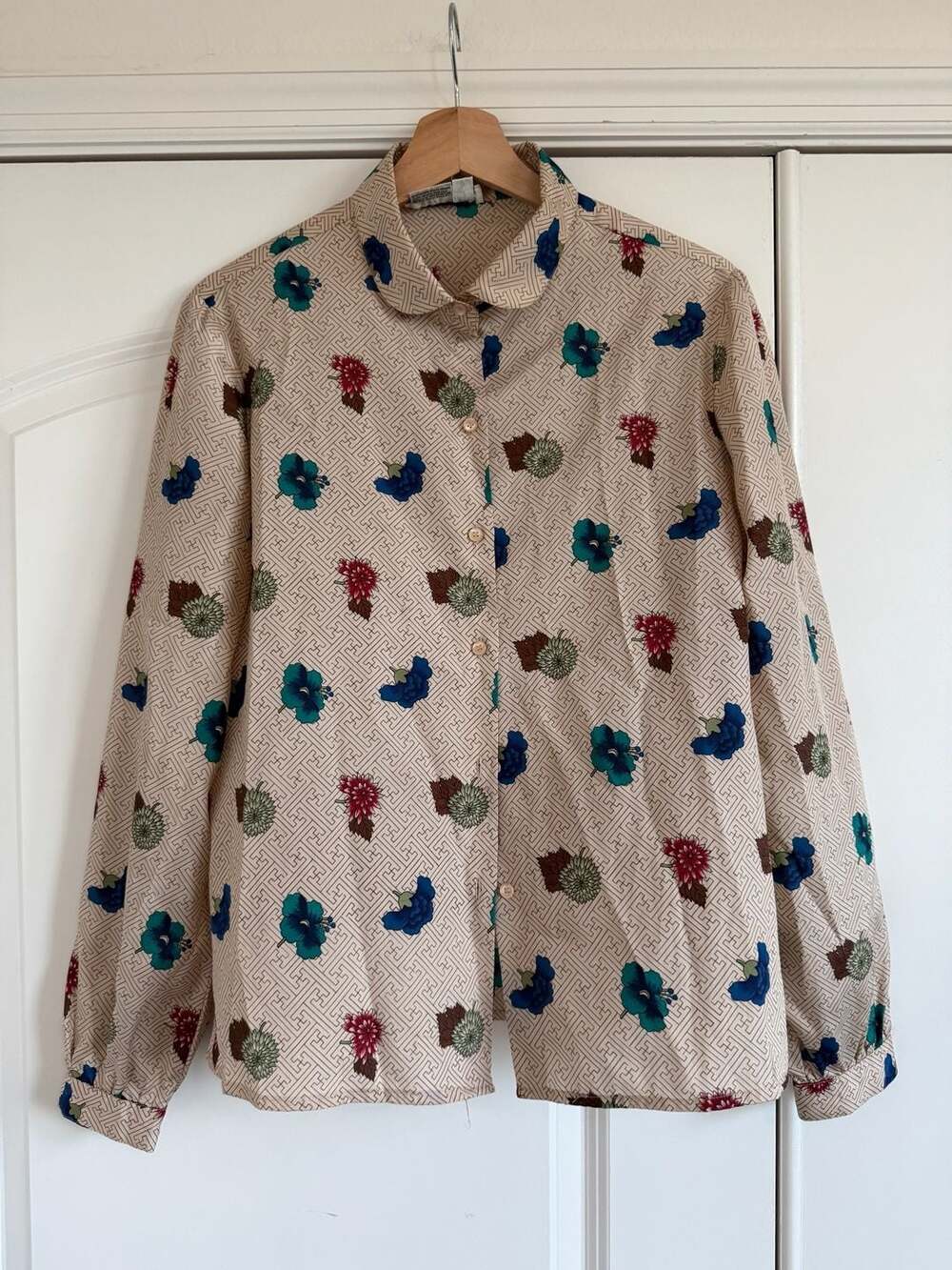 Givenchy Sport Vintage 1980s Floral Print Button Down Blouse Size 12